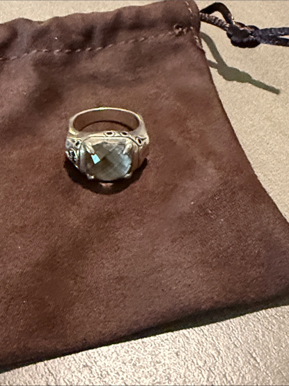 John Hardy Silver Ring with Light Blue Gemstone - Women Jewelry